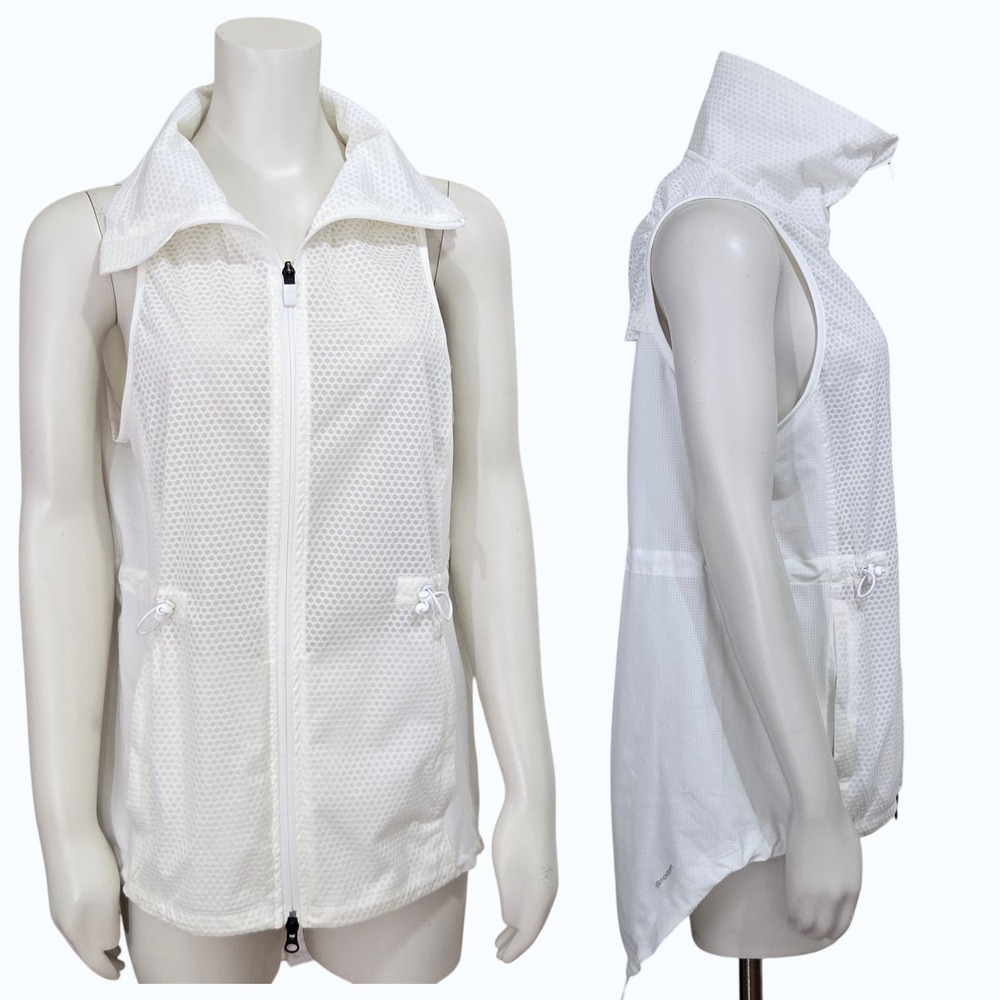 Adidas Climastorm Running Vest Womens Small White Mesh Full Zip Lightweight